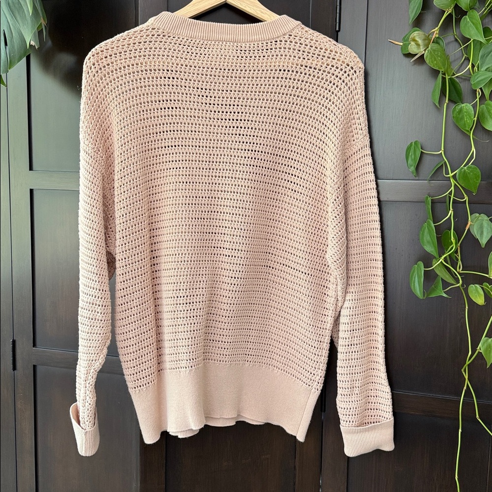 Varley Open-Knit Crewneck Sweater in Blush - Picture 4 of 6
